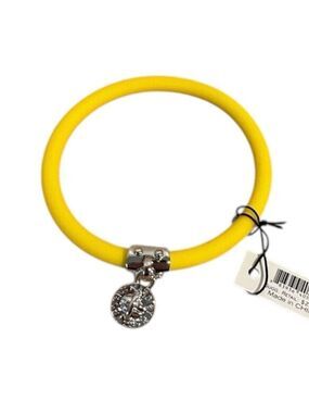 NWT Marc by Marc Jacobs Tubular Rubber Bracelet with Silver Charm - Yellow